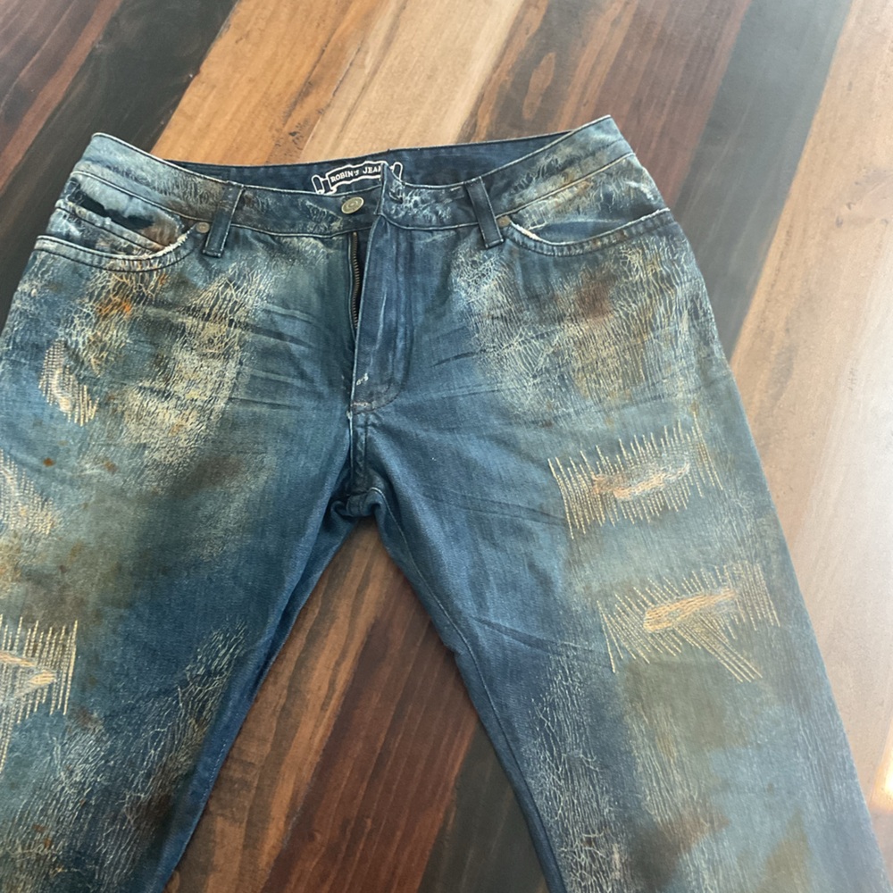 Robin's Jean Men's Slim Fit Distressed Blue Jeans